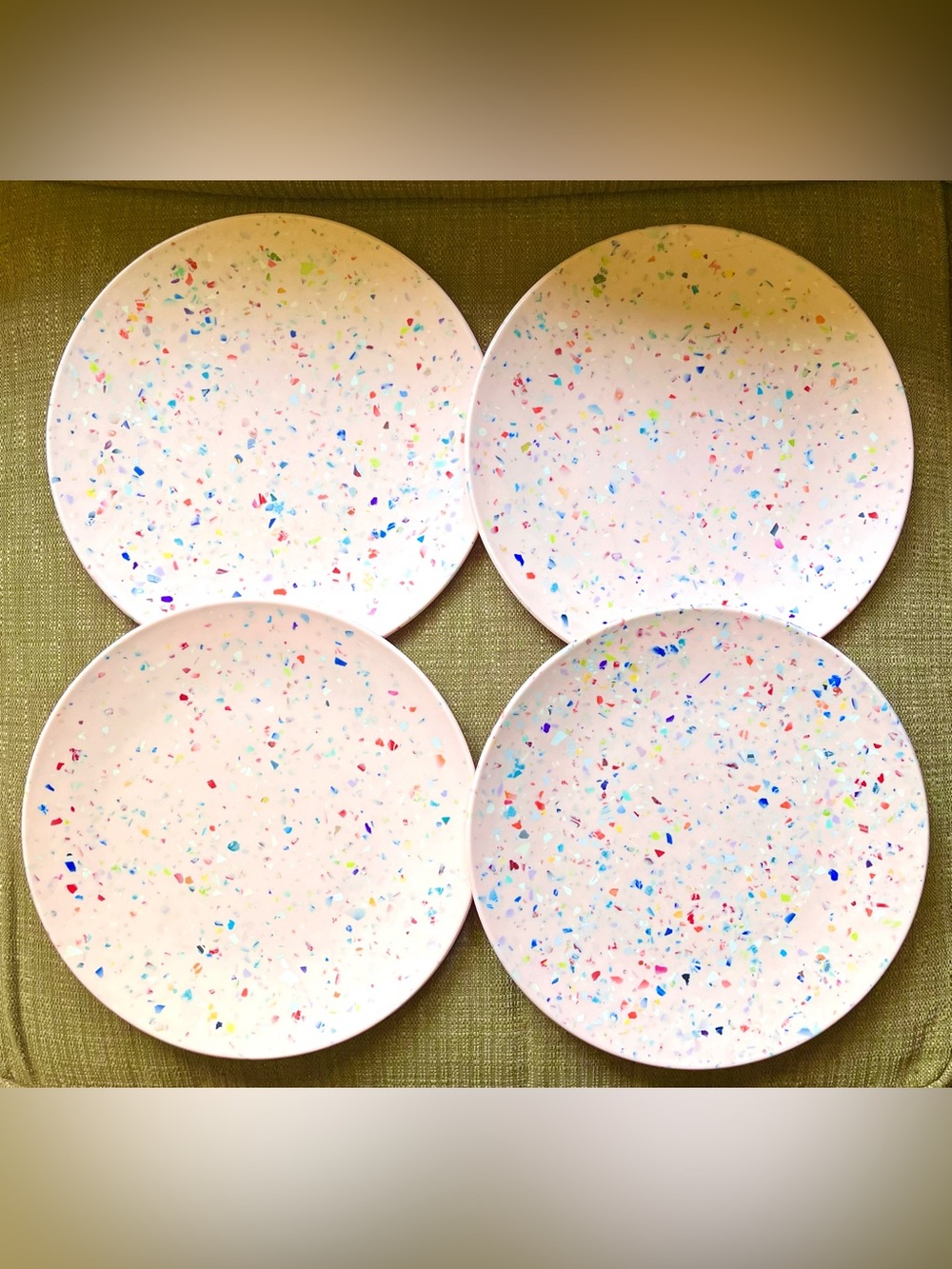 Zak! Design Pink Confetti 11" Dinner Plates Melamine Lot Of 4